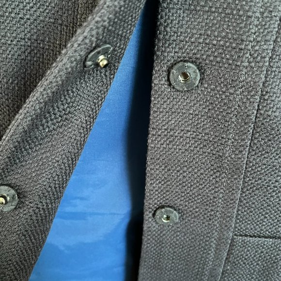 Navy Peplum Cotton Blazer // Ann Taylor Women's Size 10 - Picture 3 of 6